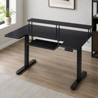 Bureau assis-debout électrique noir avec plateau clavier | StJean-Workspace