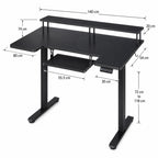 Bureau assis-debout électrique noir avec plateau clavier | StJean-Workspace