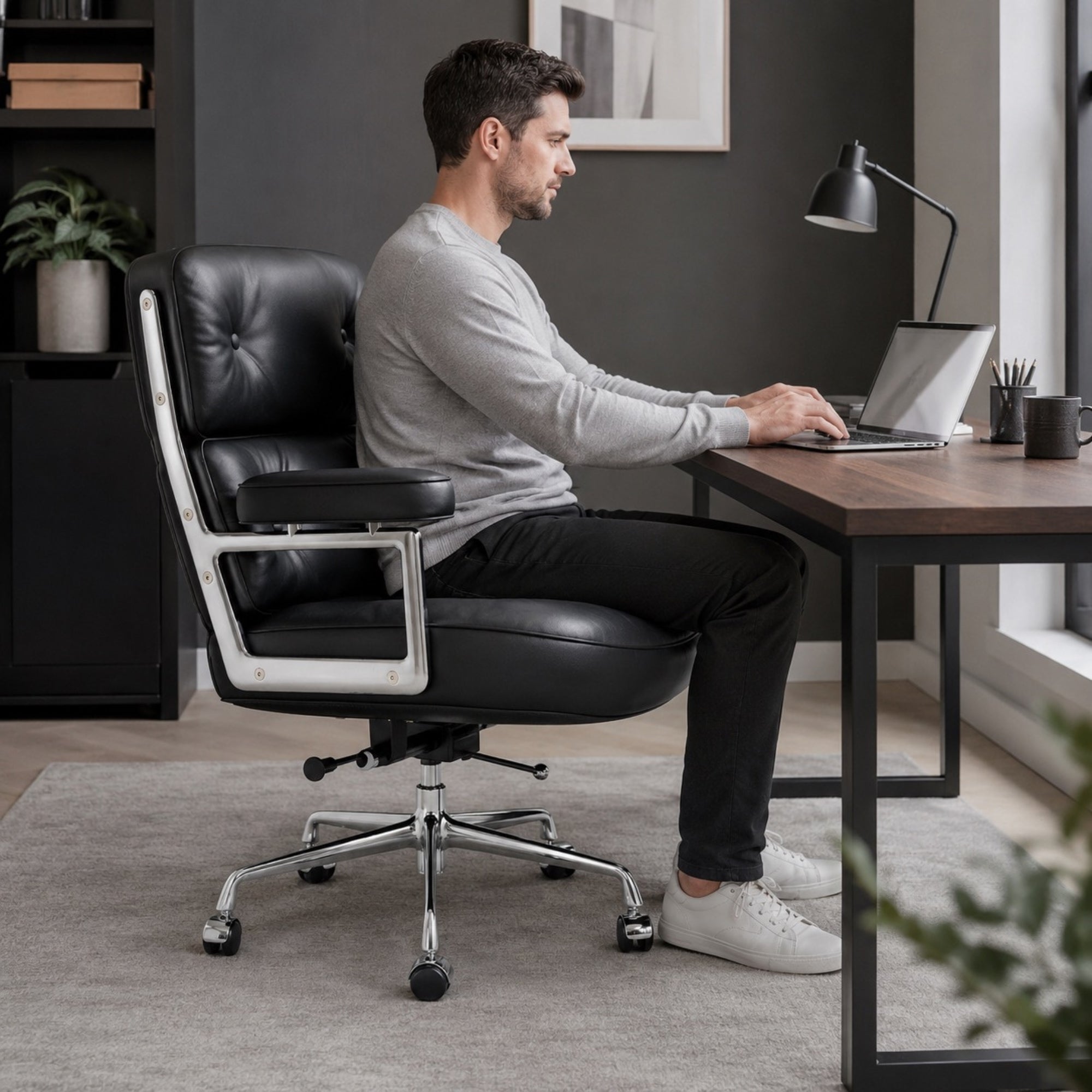 Chaise de Bureau en Cuir Design | StJean-Workspace