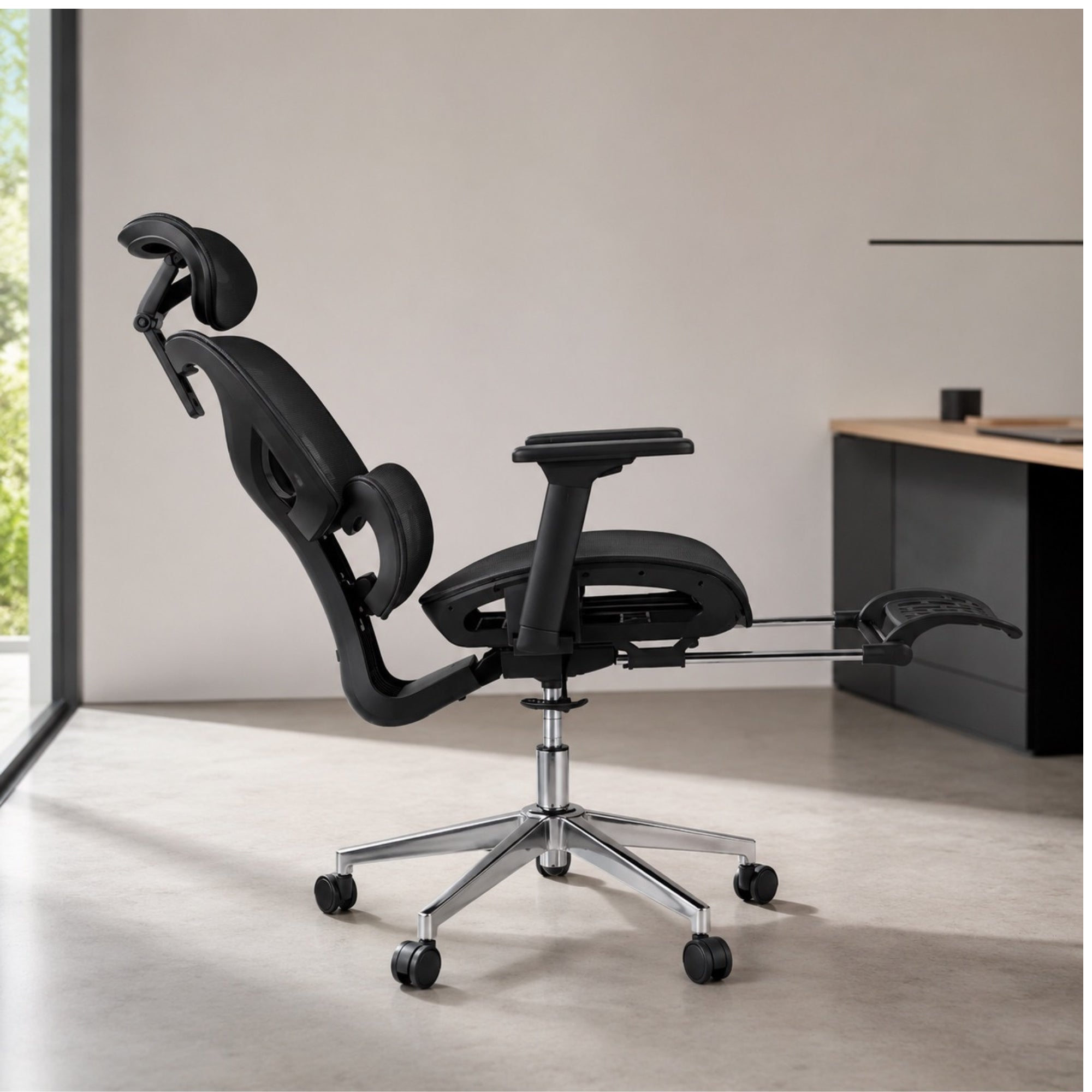 Chaise de bureau ergonomique avec repose-pieds | StJean-Workspace