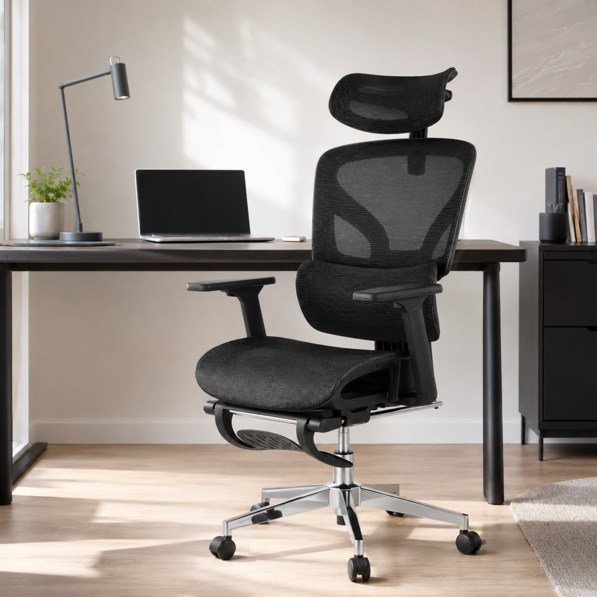 Chaise de bureau ergonomique avec repose-pieds | StJean-Workspace