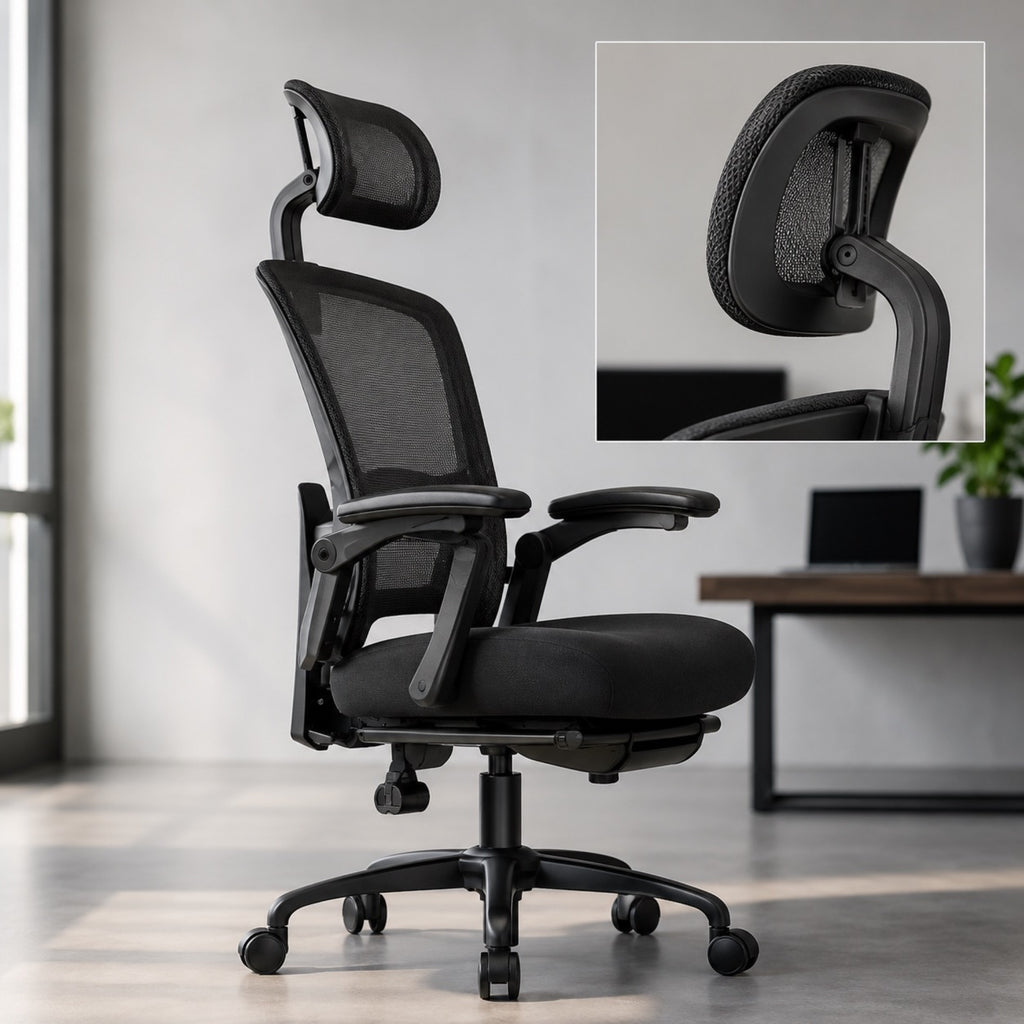 Chaise de bureau ergonomique avec repose-pieds | StJean-Workspace