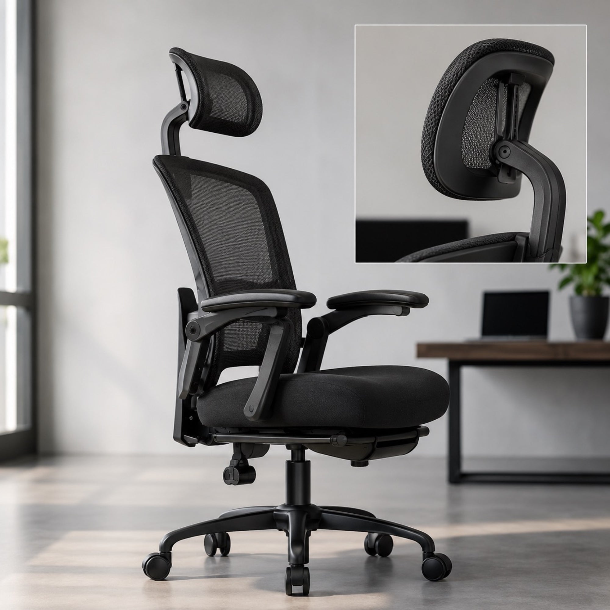 Chaise de bureau ergonomique avec repose-pieds | StJean-Workspace