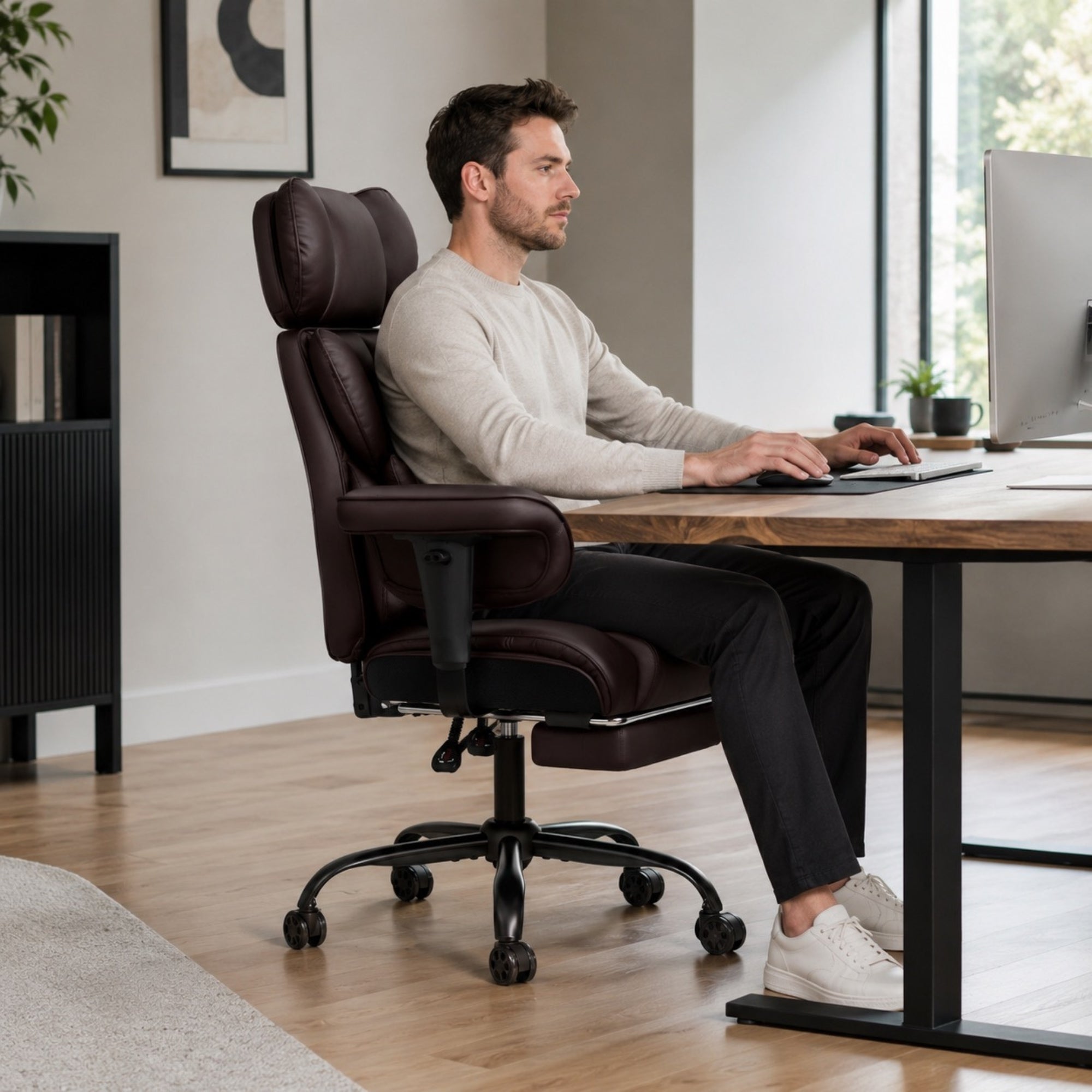 Chaise de bureau ergonomique en cuir  | StJean-Workspace