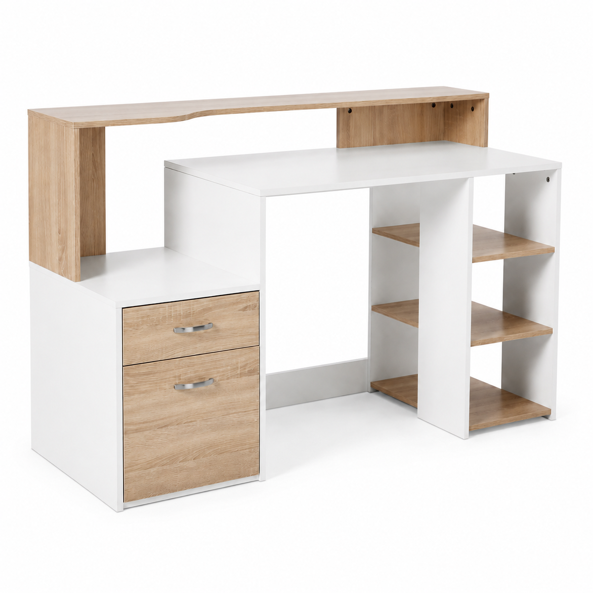 Bureau blanc avec multiples rangements