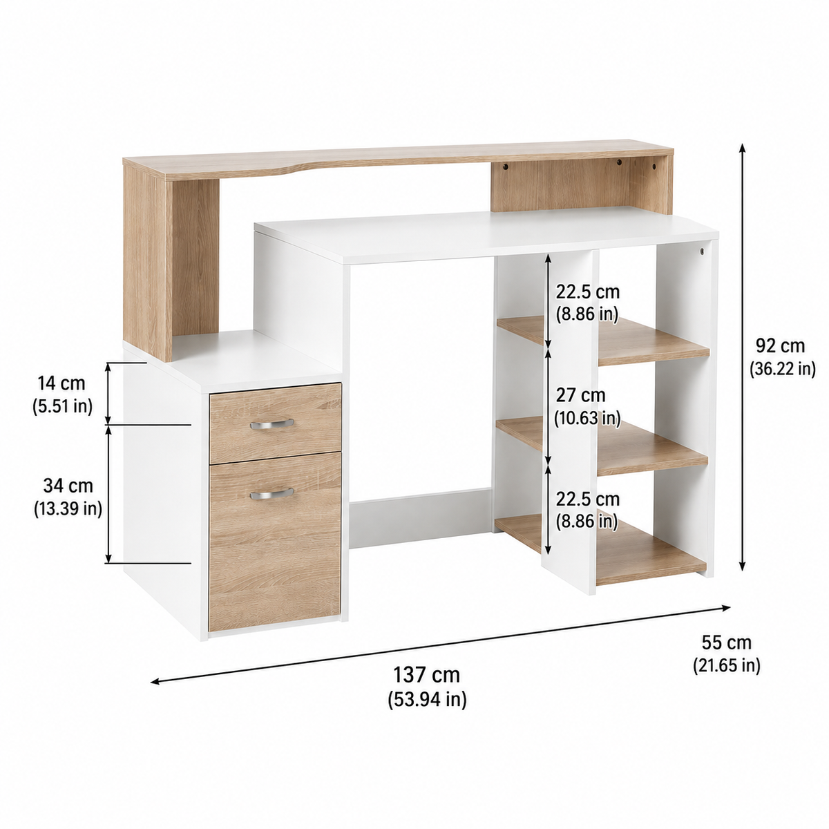 Bureau blanc avec multiples rangements