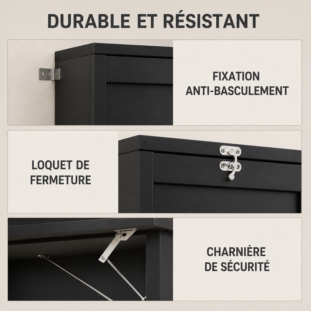Bureau pliable noir 3-en-1 avec tableau noir
