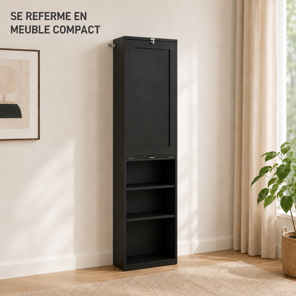 Bureau pliable noir 3-en-1 avec tableau noir