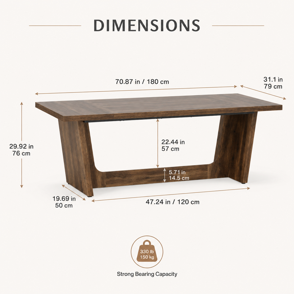 Bureau design exécutif en bois 180 cm