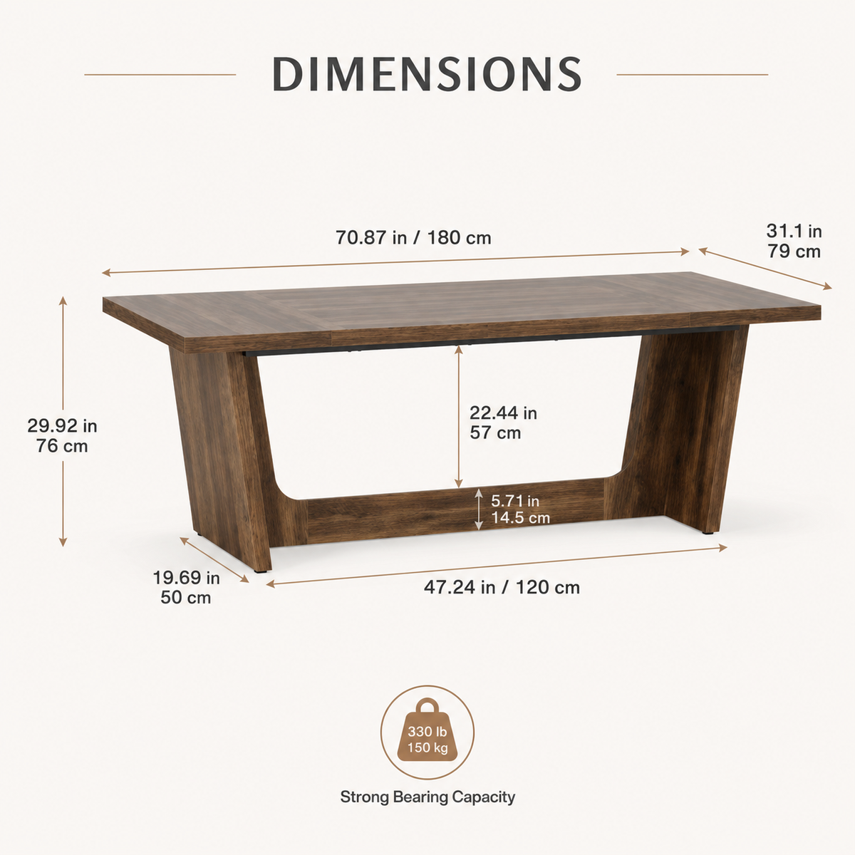 Bureau design exécutif en bois 180 cm