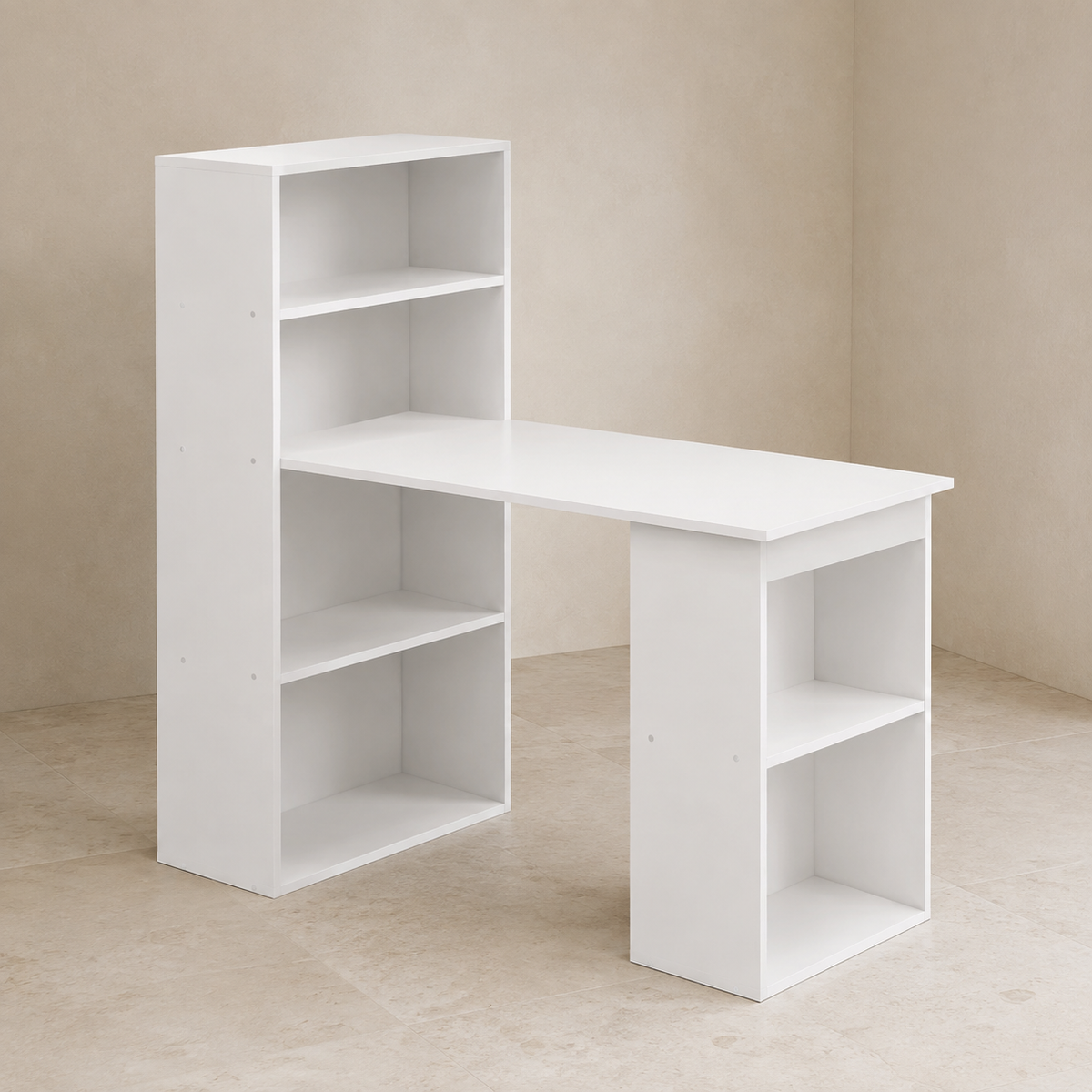 Bureau bibliothèque gain de place 120 cm avec 5 rangements