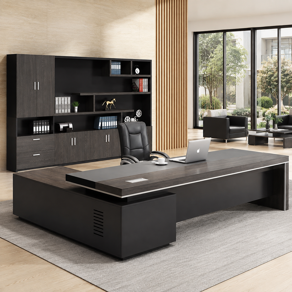 Bureau de direction en L personnalisable