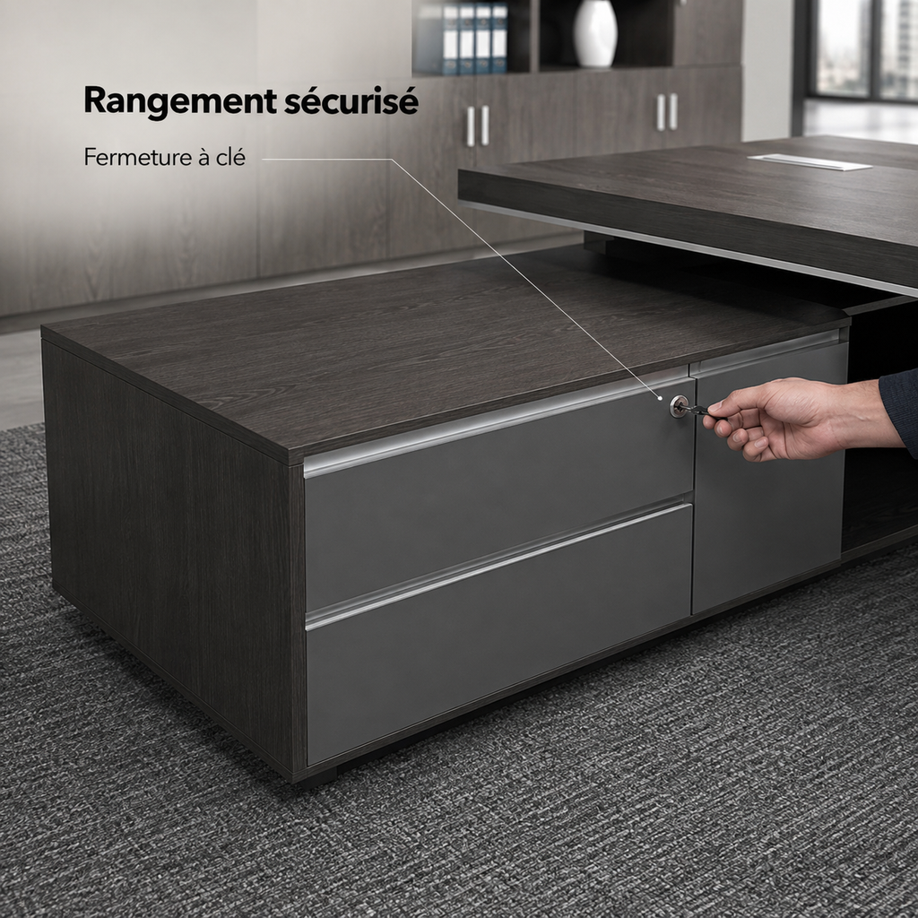 Bureau de direction en L personnalisable