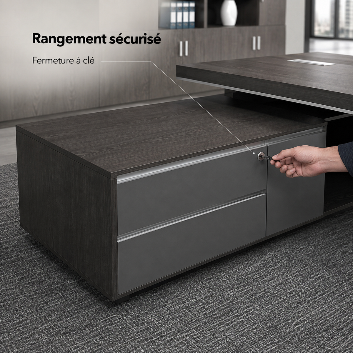 Bureau de direction en L personnalisable