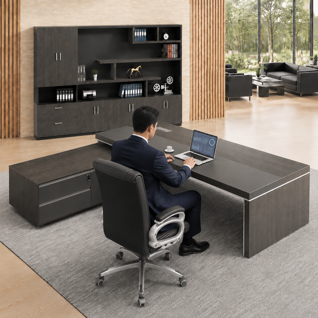Bureau de direction en L personnalisable