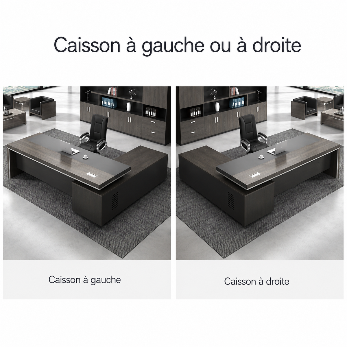 Bureau de direction en L personnalisable