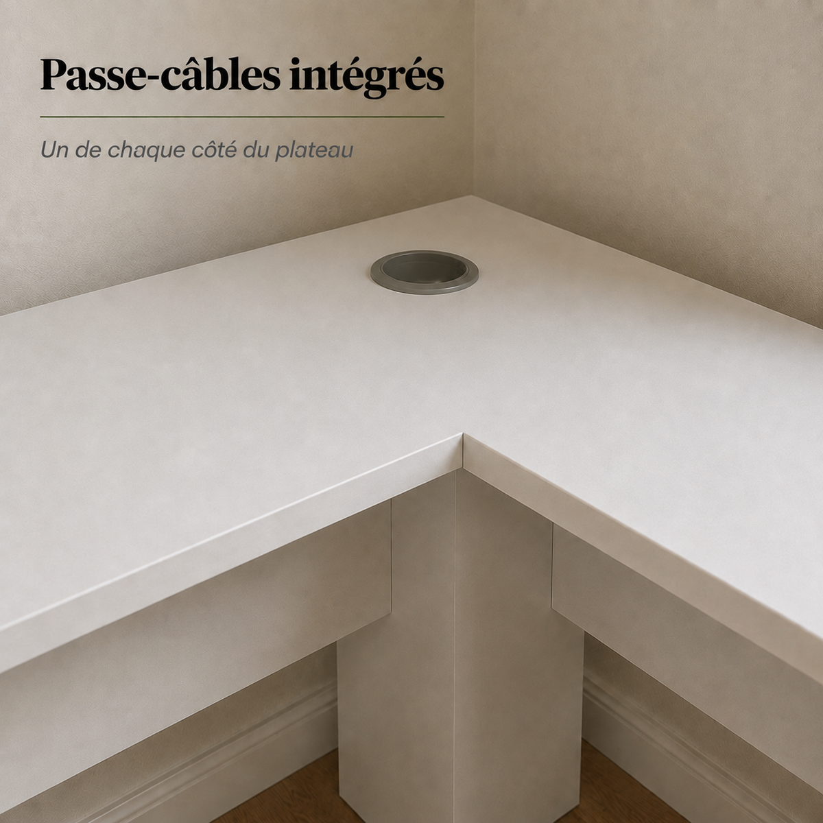 Bureau d’angle en L blanc 140 cm avec étagères