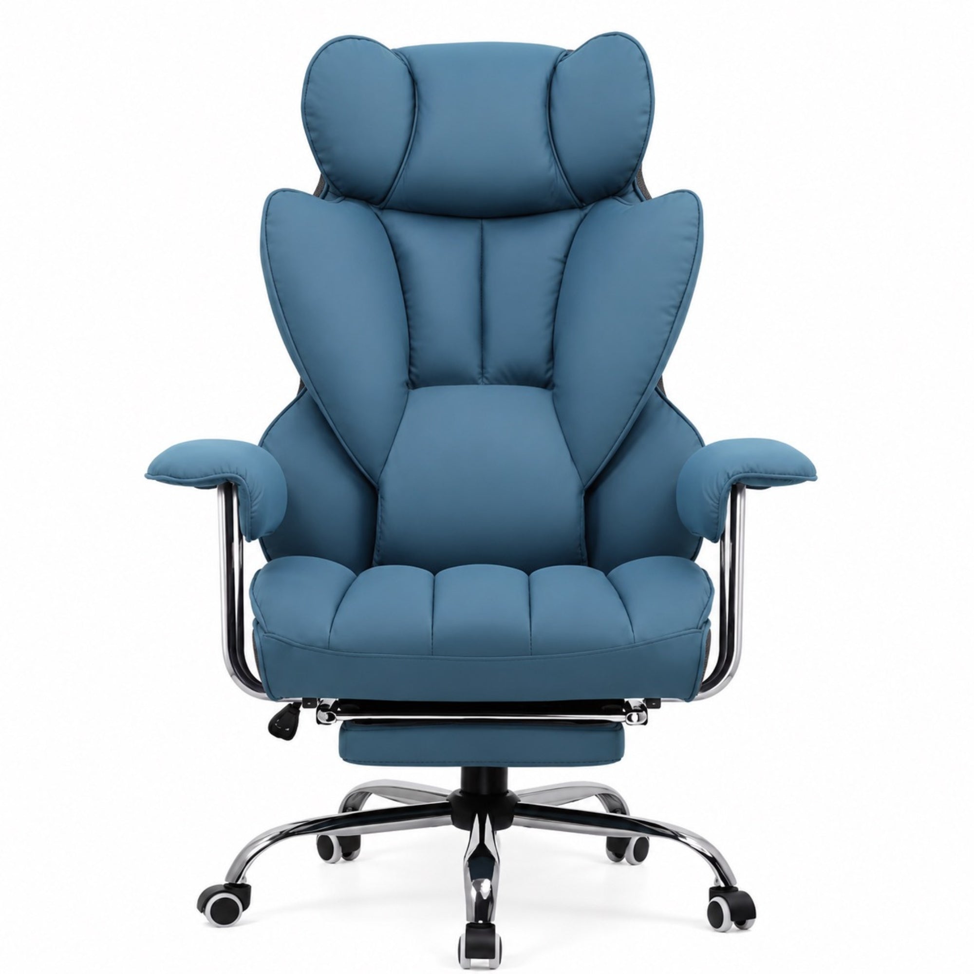 Chaise de bureau ergonomique en cuir avec repose-pieds | StJean-Workspace