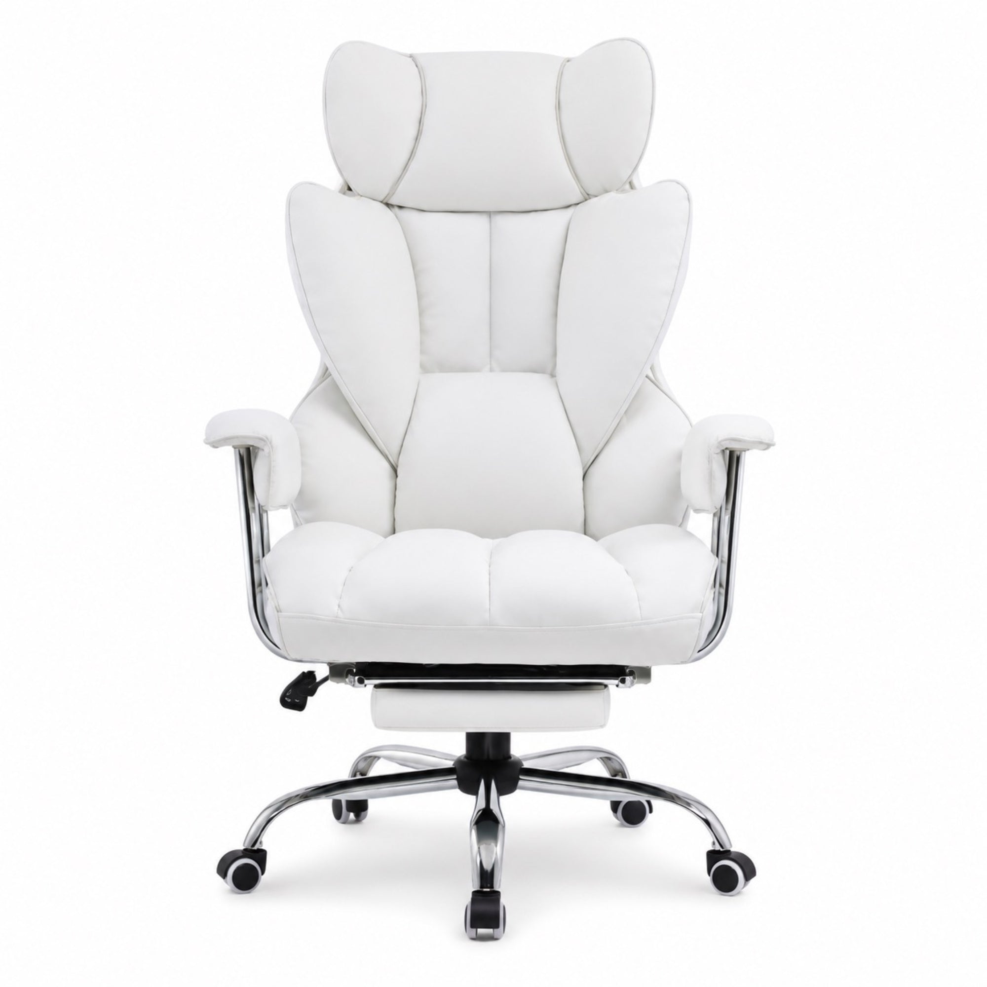 Chaise de bureau ergonomique en cuir avec repose-pieds | StJean-Workspace