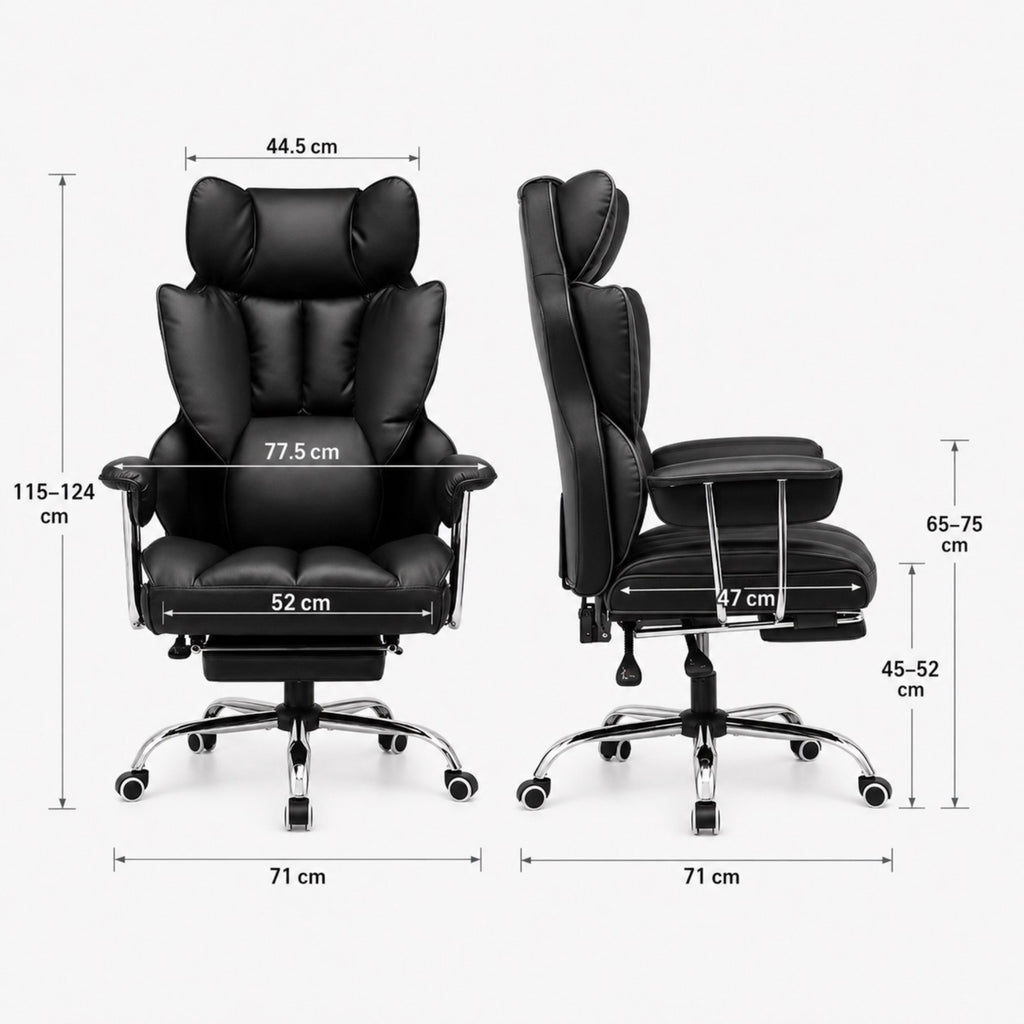 Chaise de bureau ergonomique en cuir avec repose-pieds | StJean-Workspace