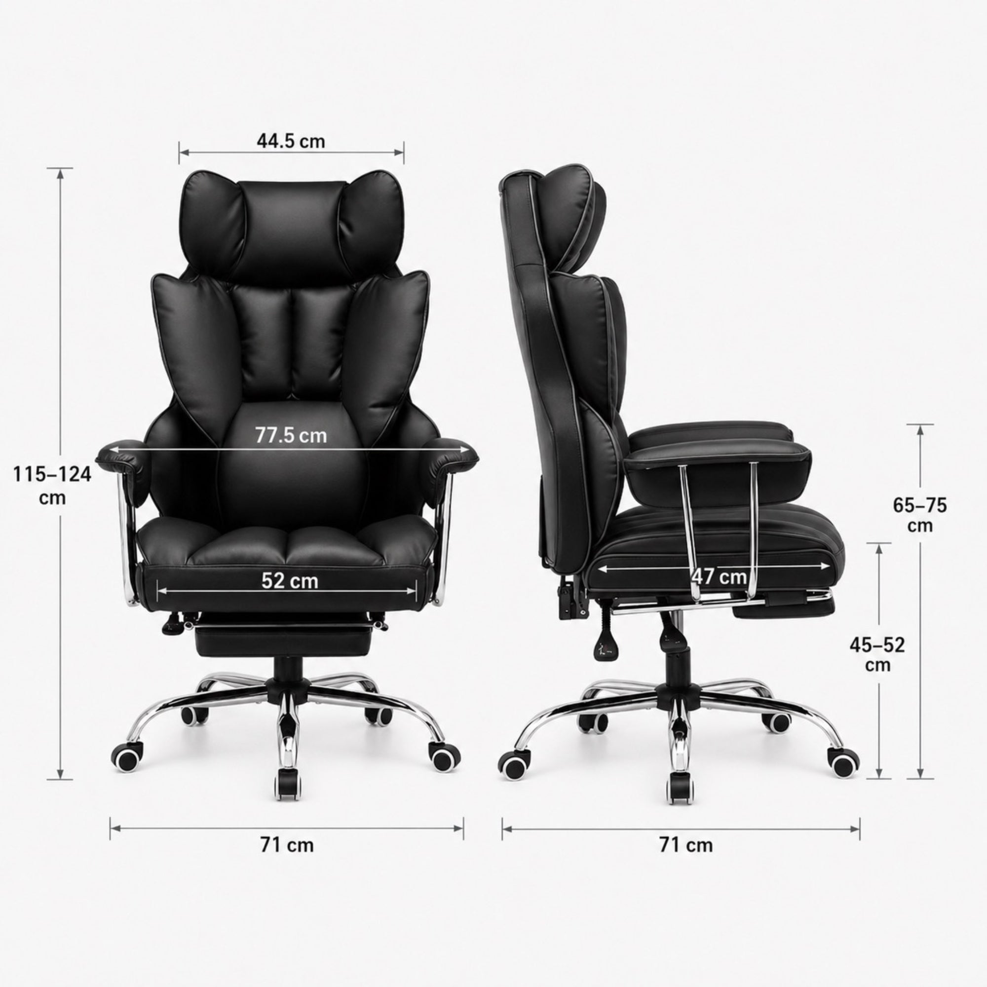 Chaise de bureau ergonomique en cuir avec repose-pieds | StJean-Workspace