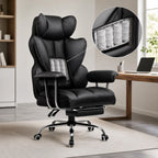 Chaise de bureau ergonomique en cuir avec repose-pieds | StJean-Workspace