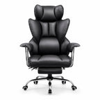 Chaise de bureau ergonomique en cuir avec repose-pieds | StJean-Workspace