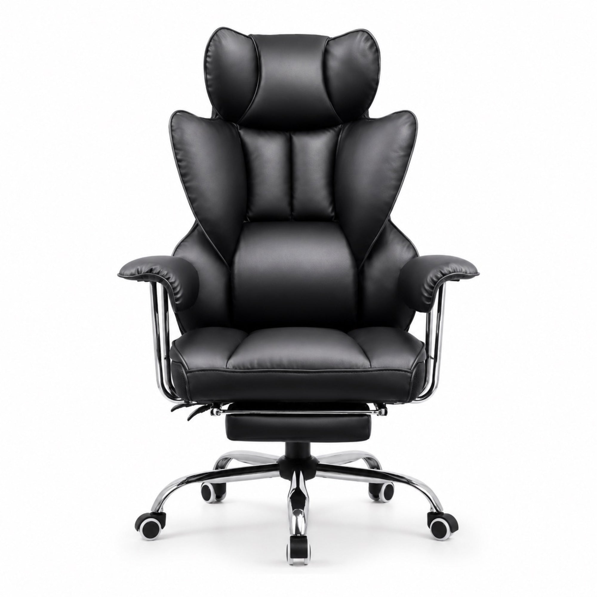 Chaise de bureau ergonomique en cuir avec repose-pieds | StJean-Workspace